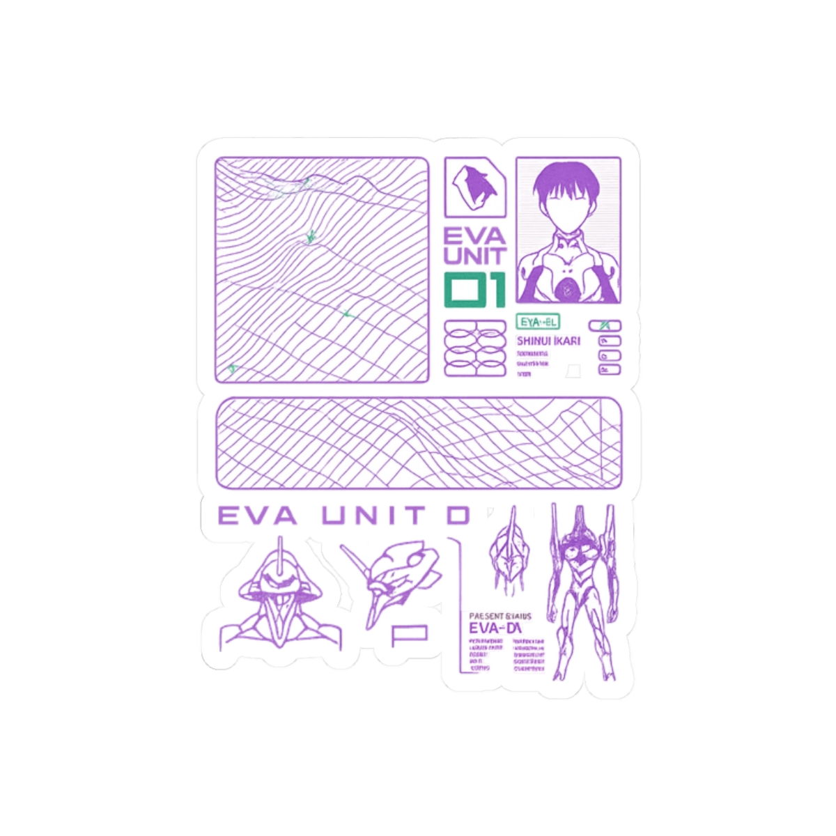 Eva Interface 01 Cyberpunk Mecha Sticker - alternate angle 3, merchandise