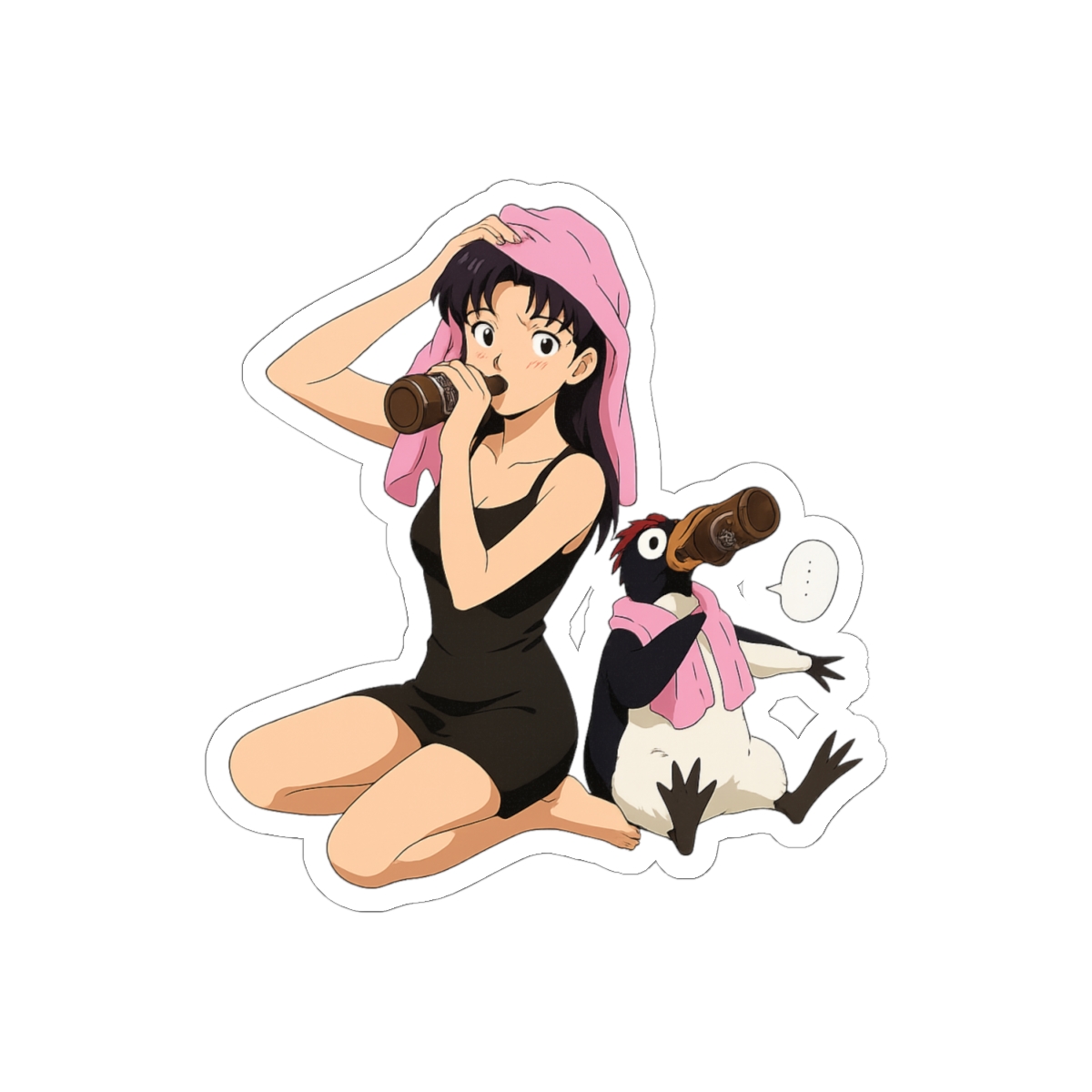 Misato and PenPen Evangelion Sticker | Cute Anime Vinyl Decal - alternate angle 1, merchandise