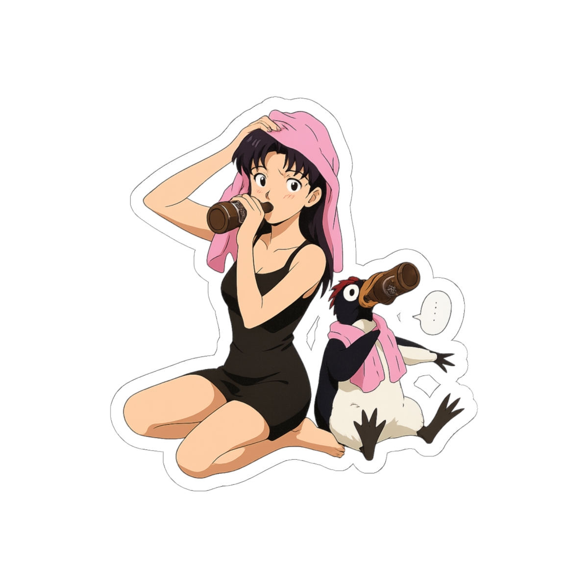 Misato and PenPen Evangelion Sticker | Cute Anime Vinyl Decal - Official Stickers merchandise
