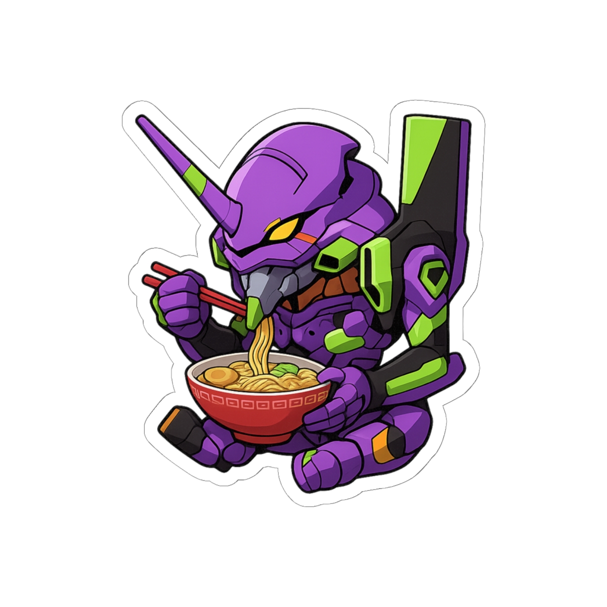 Neon Genesis Evangelion Chibi Unit 01 Ramen Sticker - Official Stickers merchandise
