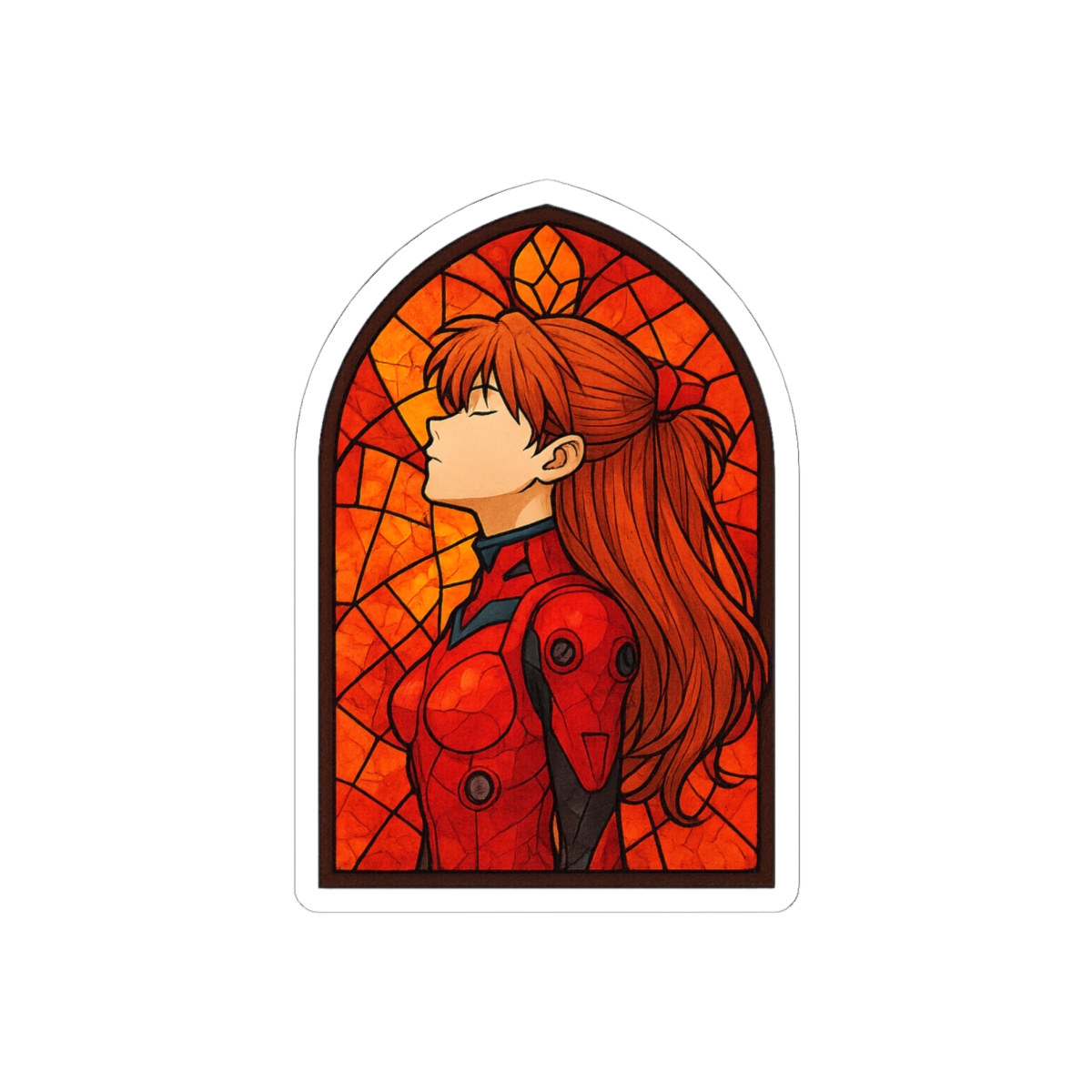 Stained Glass Asuka Evangelion Sticker | Artistic Vinyl Decal - Official Stickers merchandise