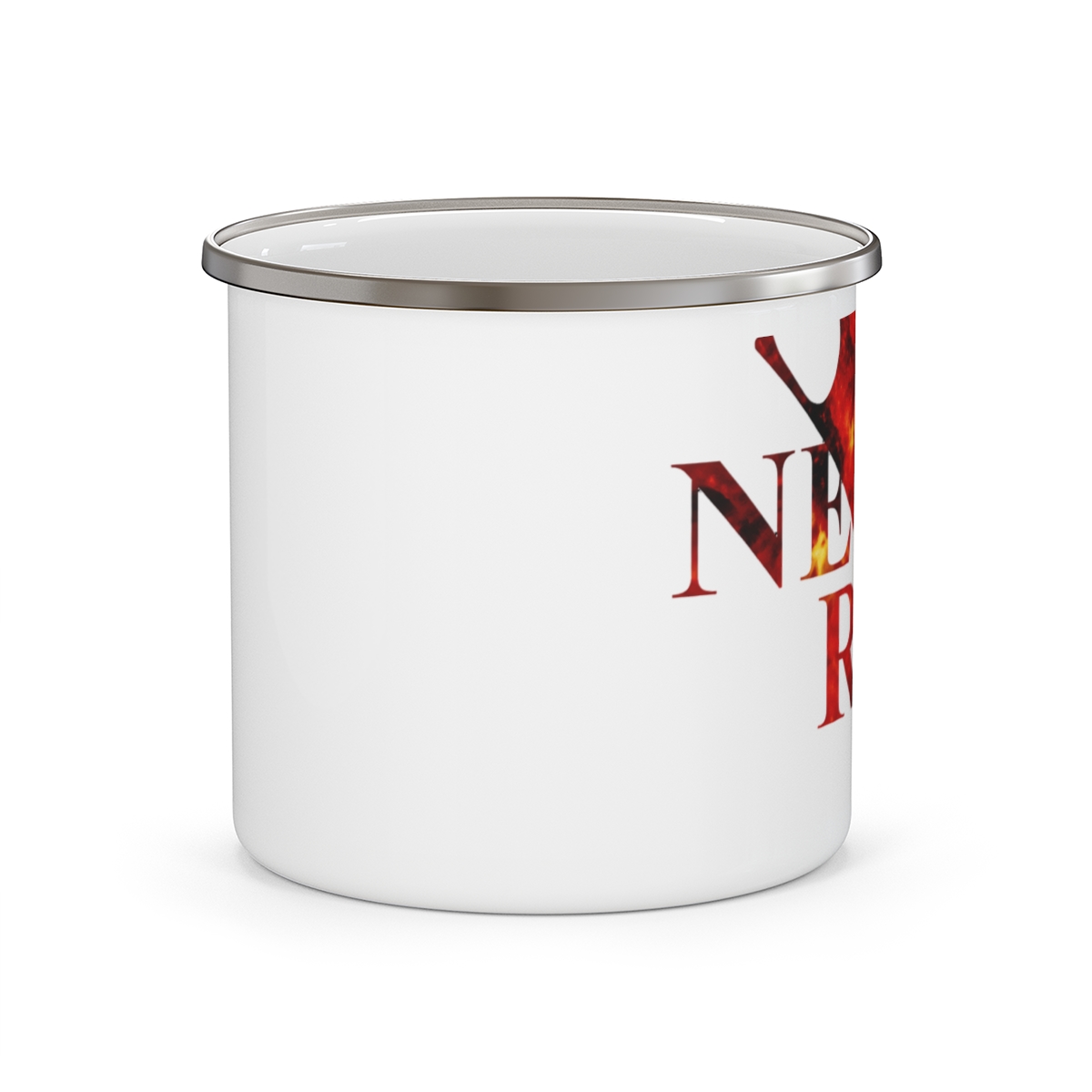 NERV Logo Enamel Mug | Evangelion Fan Coffee Cup - alternate angle 1, merchandise
