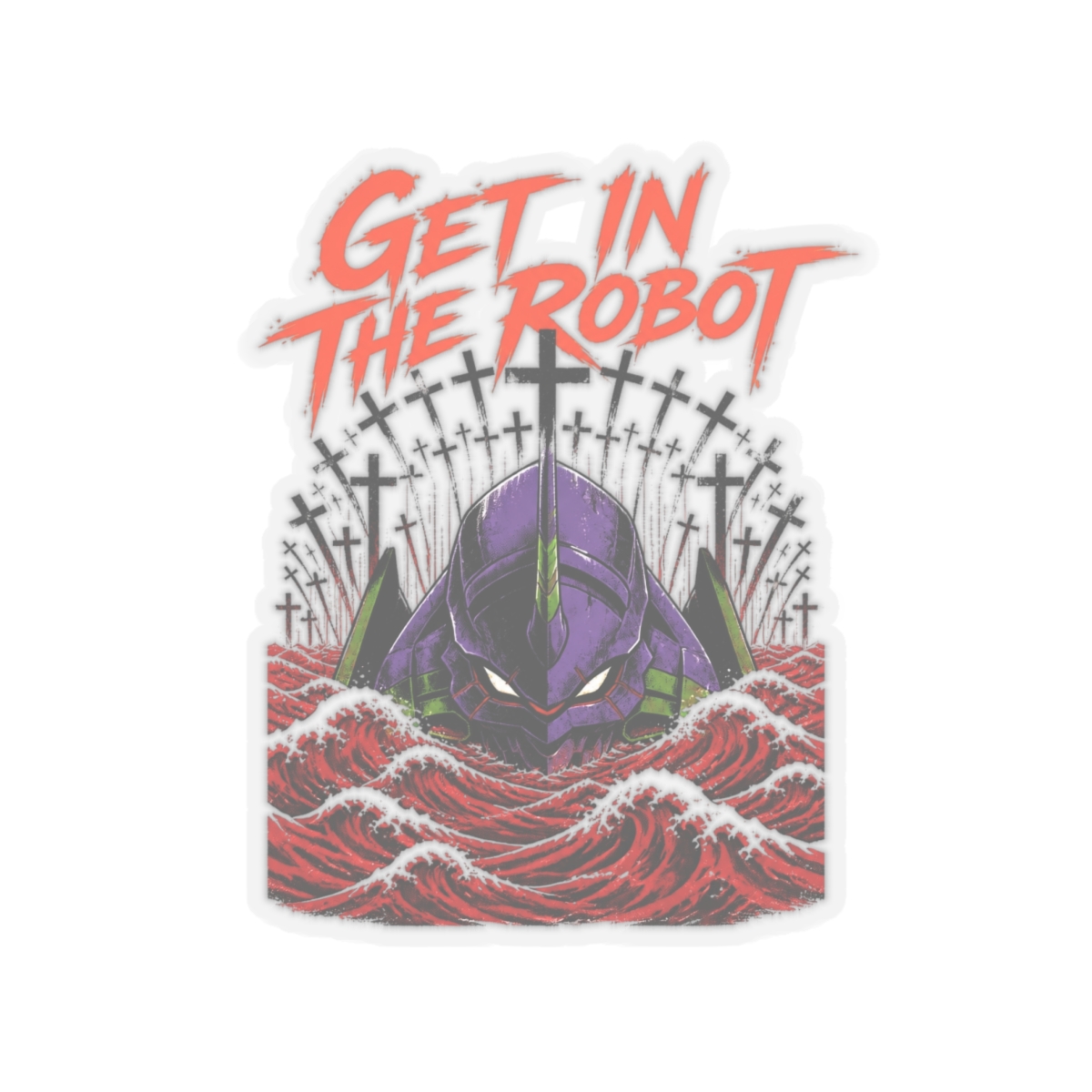 Evangelion "GET IN THE ROBOT" Sticker - alternate angle 4, merchandise