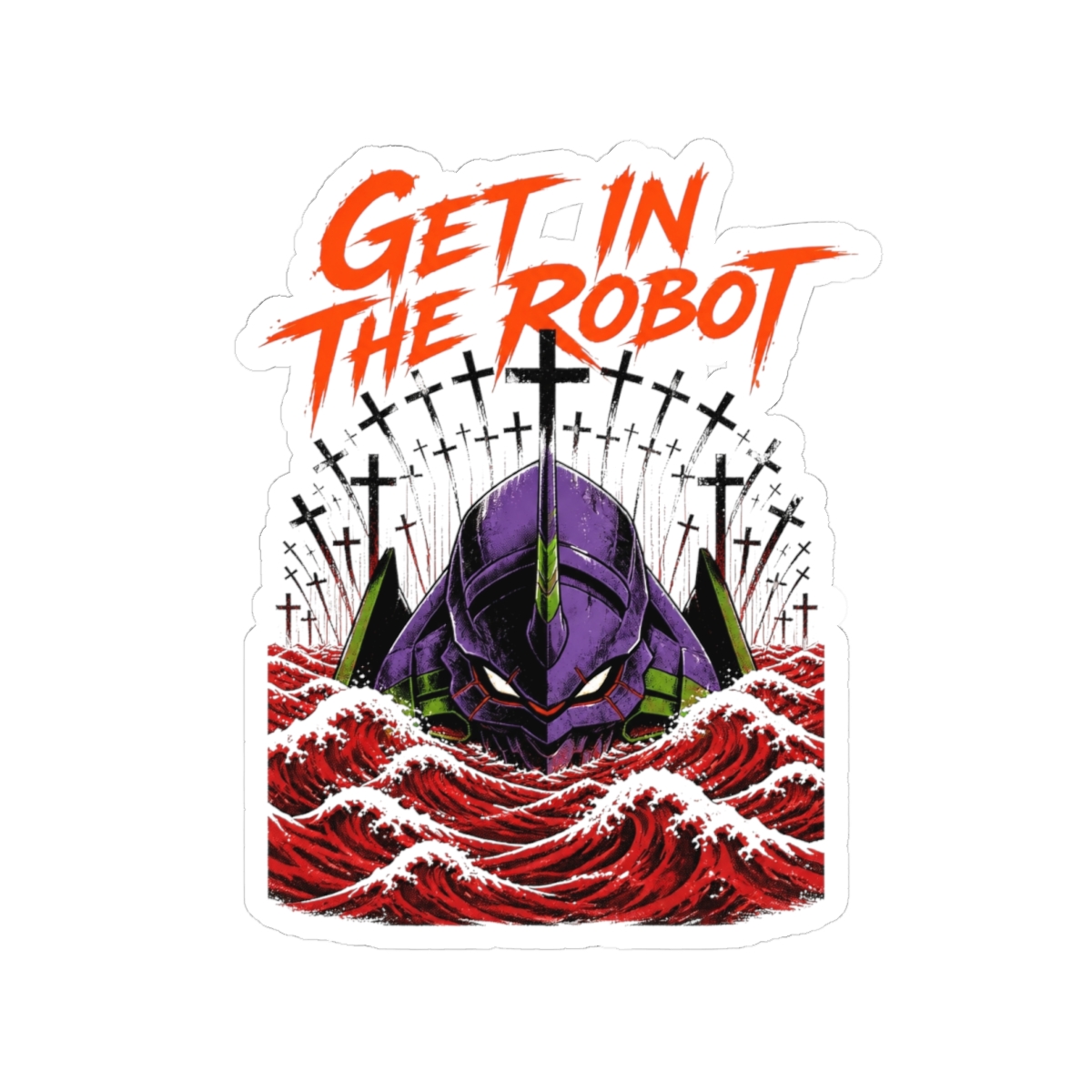 Evangelion "GET IN THE ROBOT" Sticker - Official stickers merchandise